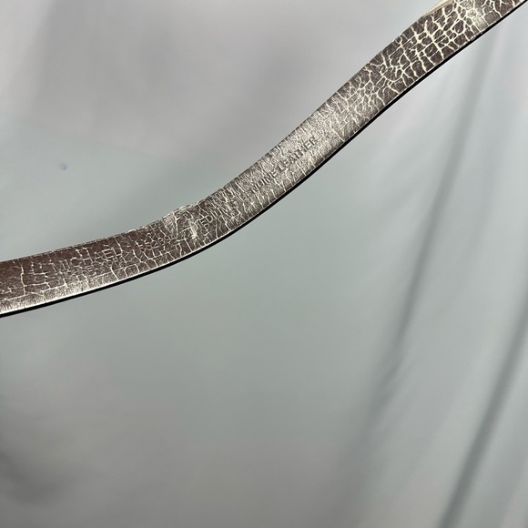 Michael Michael Kors black skinny belt with silver logo buckle size M - Picture 5 of 6